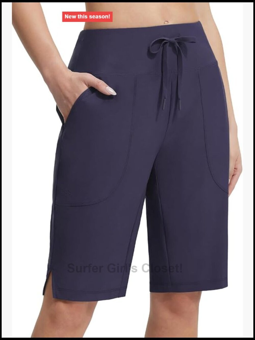 High Waisted 11" Long Swim Board Shorts with Pockets Liner UPF 50+ Quick Dry